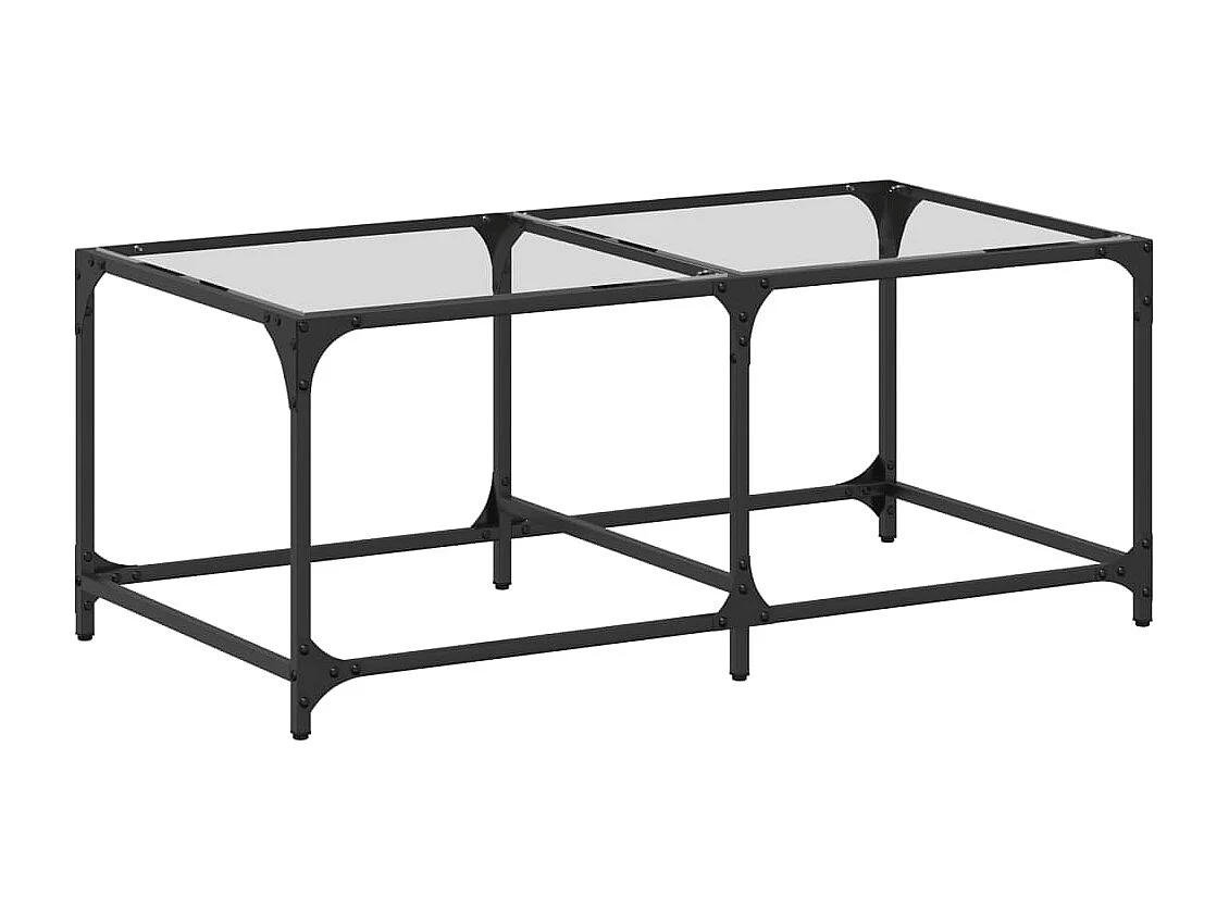 Mesa de centro con tapa de cristal transparente 98,5x50x40cm acero