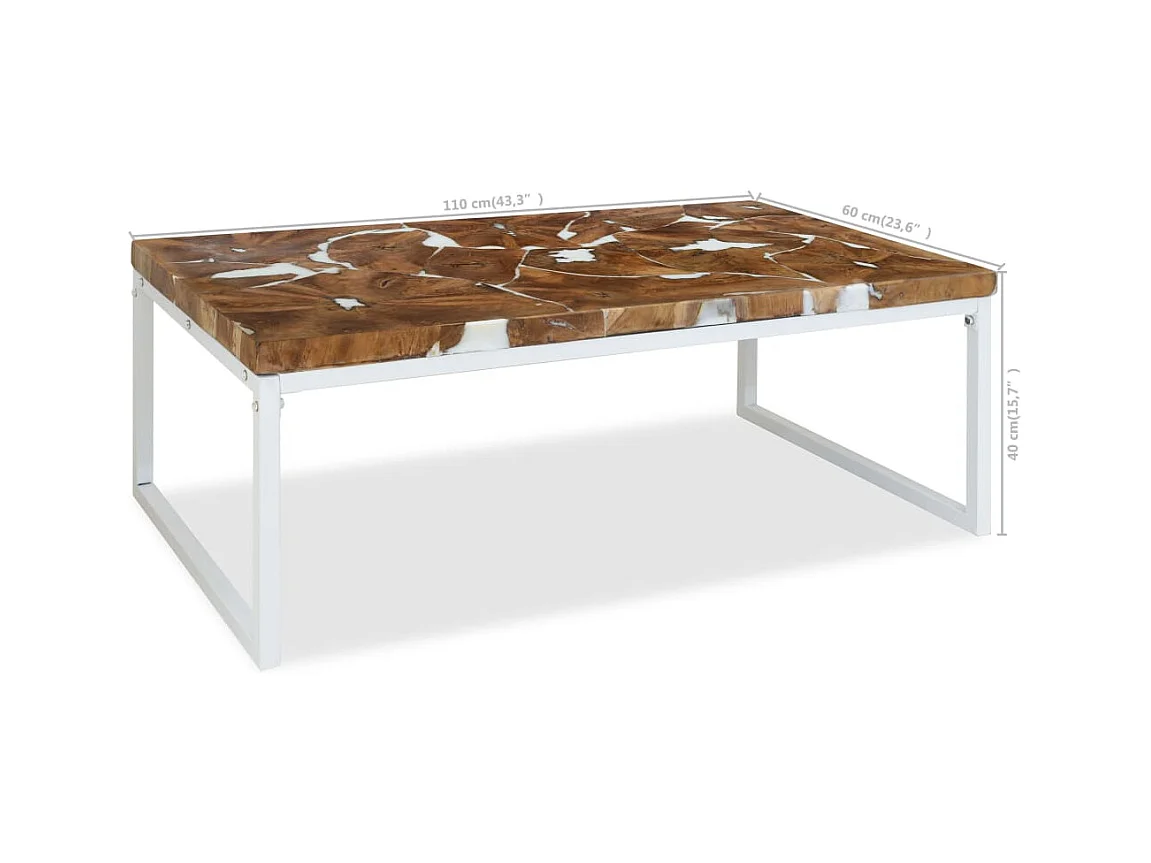 Table basse Teck Résine 110x60x40 cm