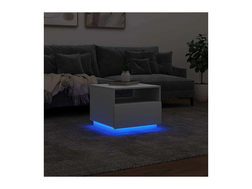 Mesa de centro con luces LED blancas 50x49x40 cm