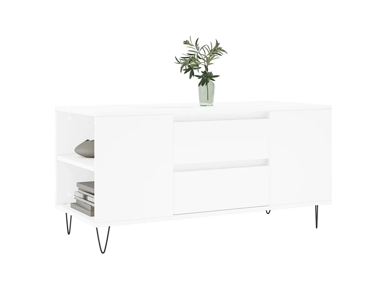 Table basse blanc 102x44,5x50 cm bois d'ingénierie