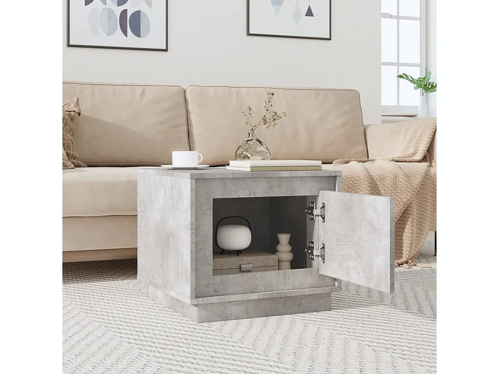 Table basse gris béton 51x50x44 cm bois d'ingénierie