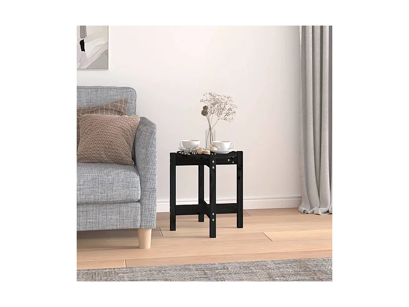 Table basse Noir Ø 42,5x45 cm Bois massif de pin