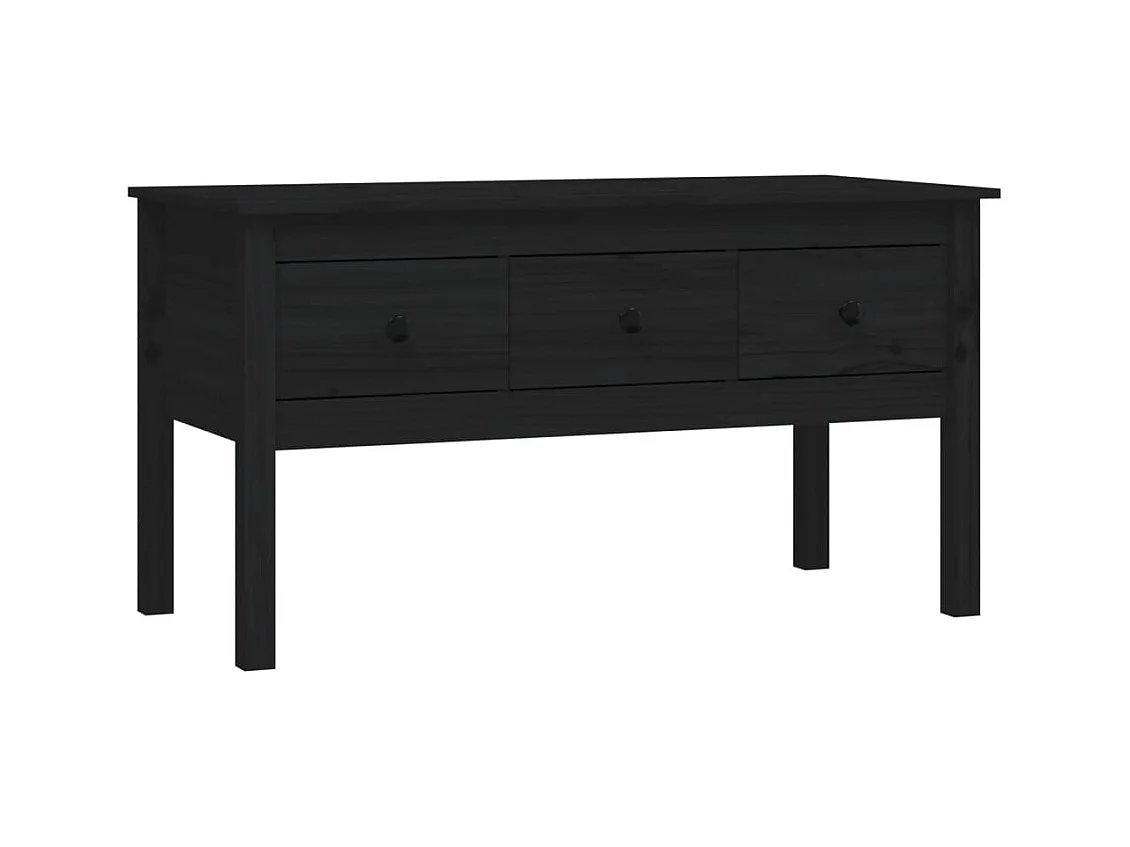 Table basse Noir 102x49x55 cm Bois massif de pin