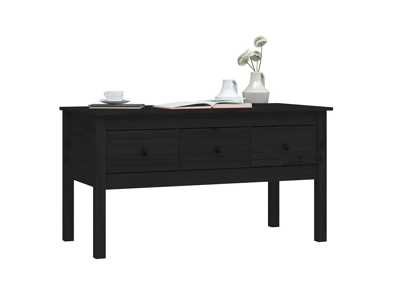 Table basse Noir 102x49x55 cm Bois massif de pin