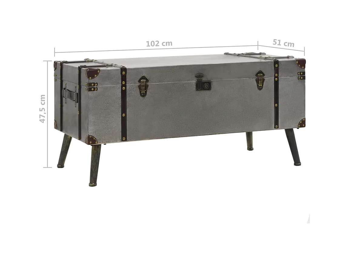 Tavolino basso in MDF e alluminio 102x51x47,5 cm