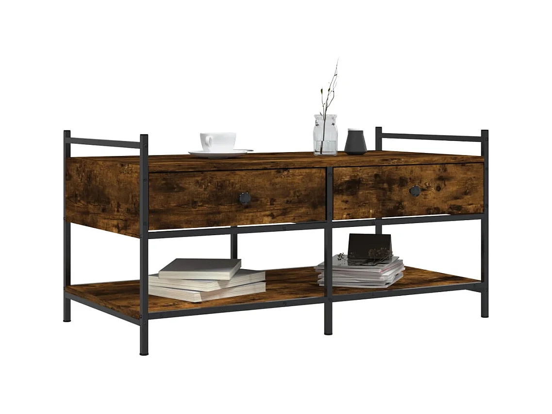 Tavolino da caffè in rovere affumicato 99x50x50 cm in legno ingegnerizzato