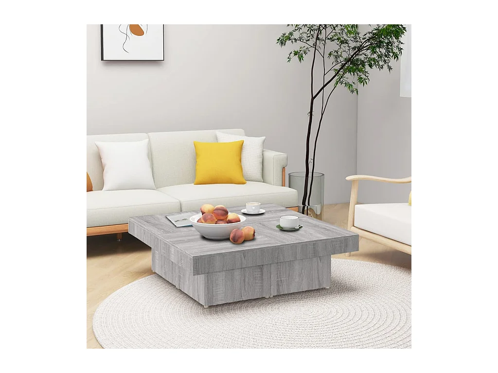 Table basse Sonoma gris 90x90x28 cm Bois d'ingénierie