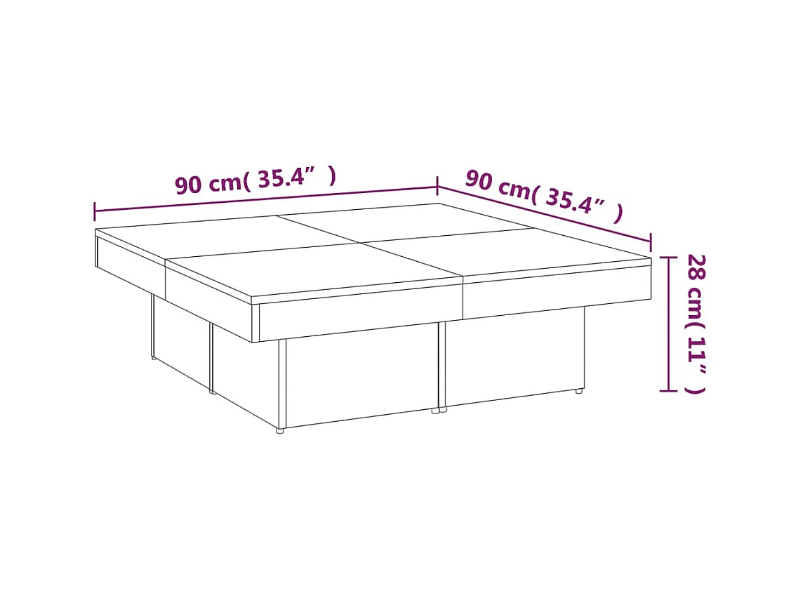 Table basse Sonoma gris 90x90x28 cm Bois d'ingénierie