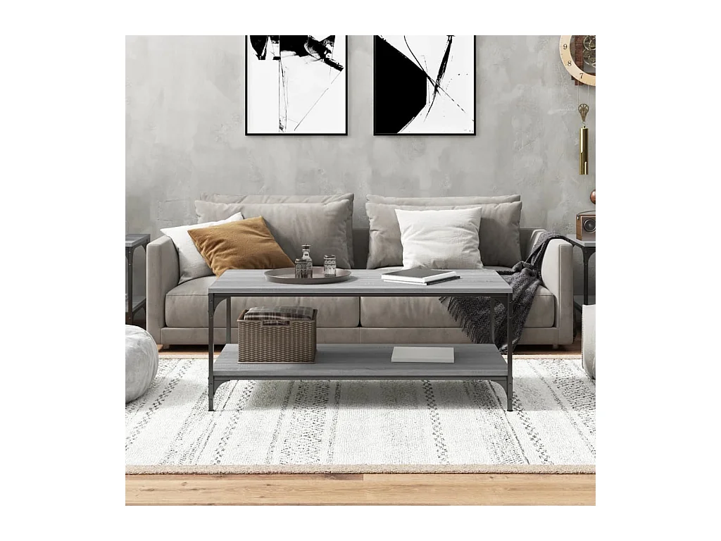 Tavolino Sonoma grigio 80x50x40 cm in legno ingegnerizzato