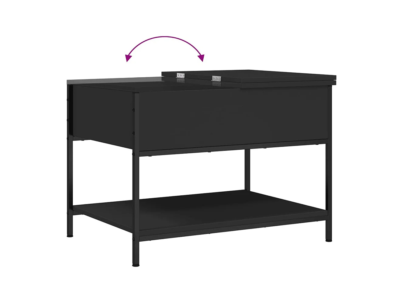 Table basse noir 70x50x50 cm bois d'ingénierie et métal