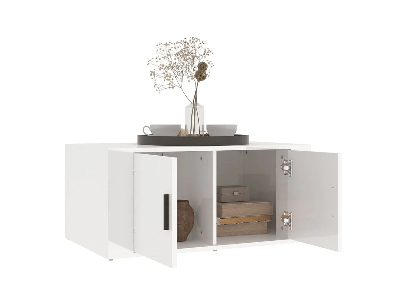 Table basse Blanc brillant 80x50x36 cm Bois d'ingénierie