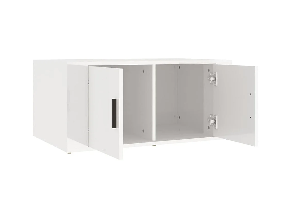 Table basse Blanc brillant 80x50x36 cm Bois d'ingénierie