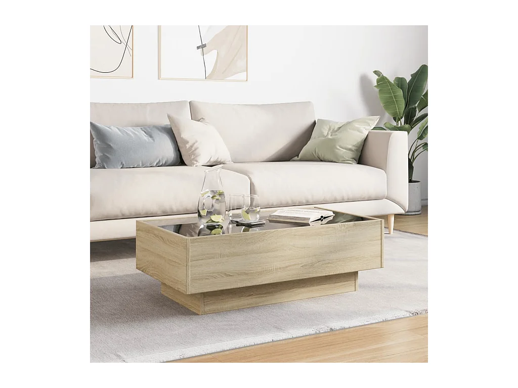 Table basse avec LED chêne sonoma 90x50x30 cm bois d'ingénierie