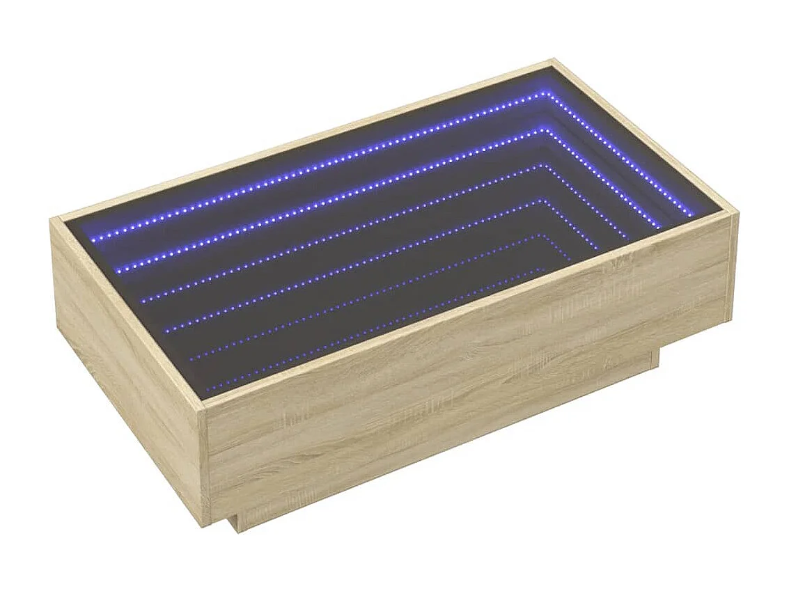 Mesa de centro con LED roble Sonoma 90x50x30 cm madera de ingeniería