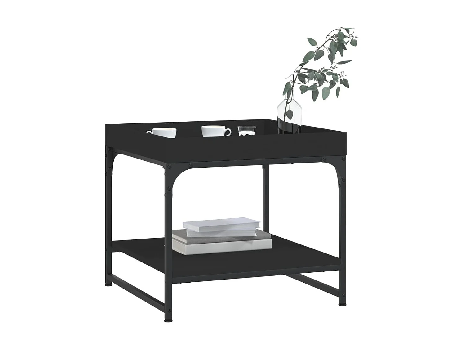 Table basse noir 49,5x49,5x45 cm bois d'ingénierie