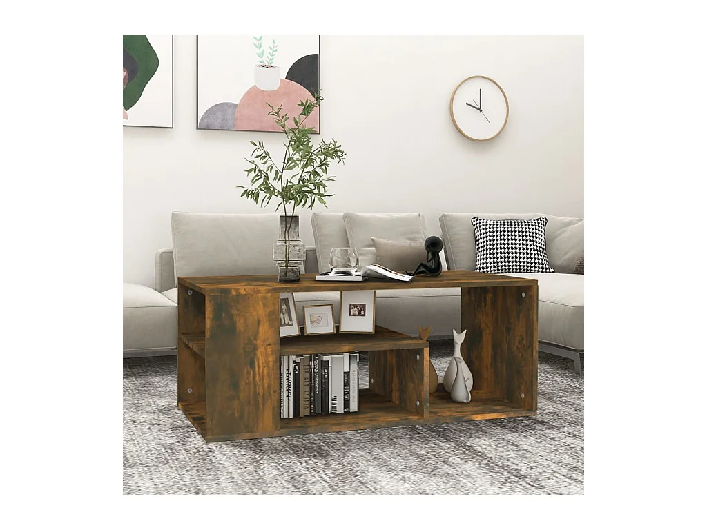 Tavolino da caffè in rovere affumicato 100x50x40 cm in legno ingegnerizzato