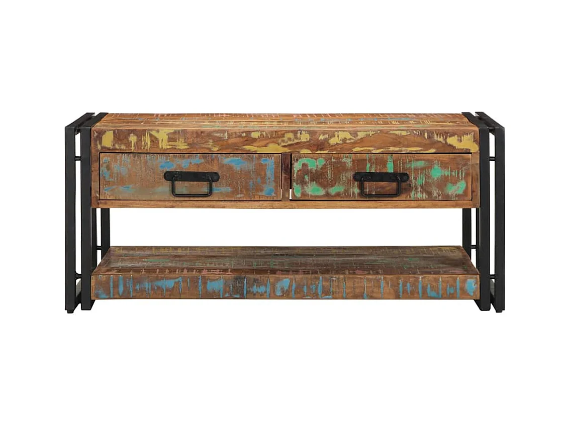 Veelkleurige salontafel 90x50x38 cm massief gerecycled hout