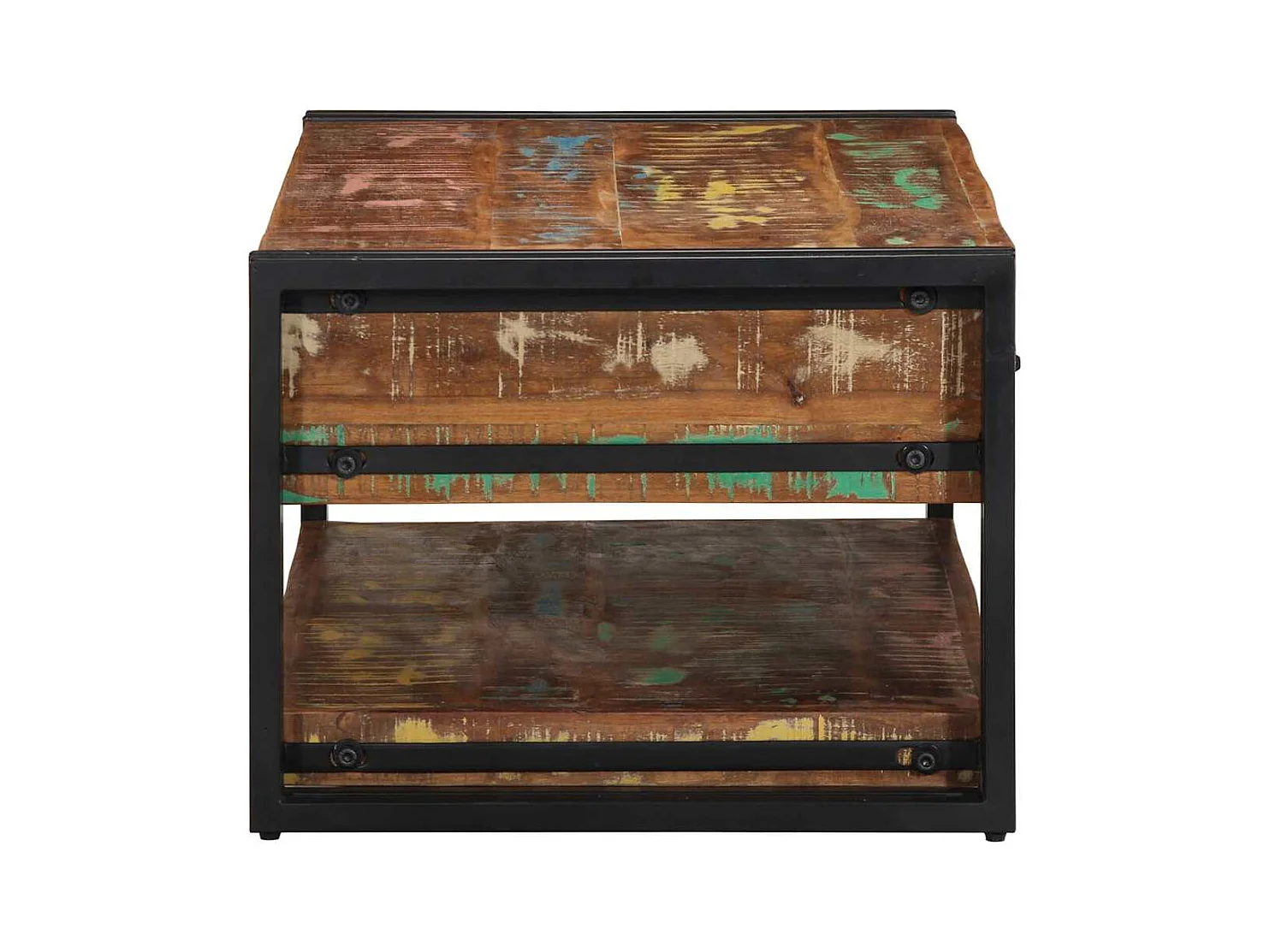 Veelkleurige salontafel 90x50x38 cm massief gerecycled hout