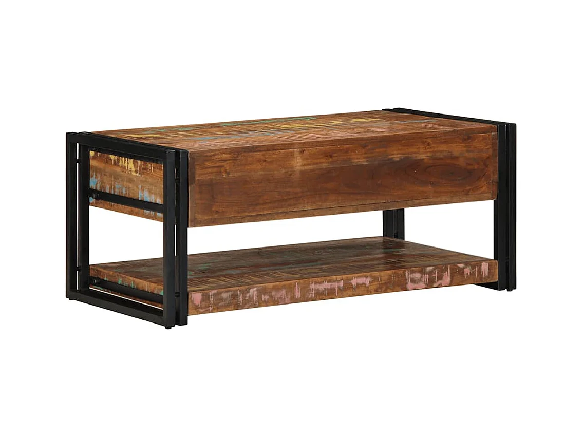 Veelkleurige salontafel 90x50x38 cm massief gerecycled hout