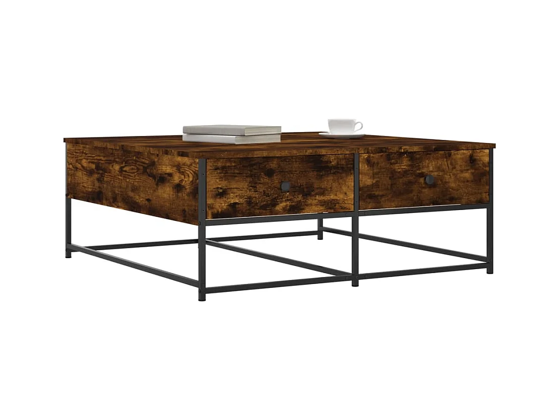 Table basse chêne fumé 100x99x40 cm bois d'ingénierie