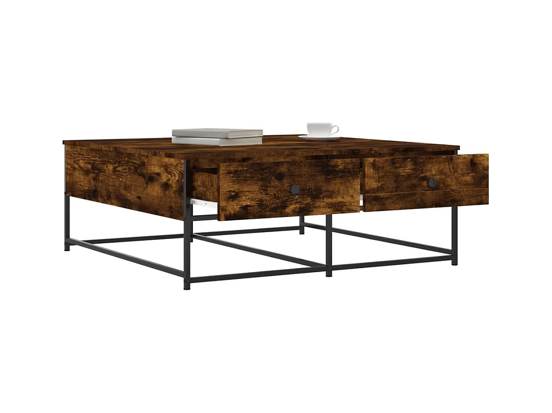 Table basse chêne fumé 100x99x40 cm bois d'ingénierie