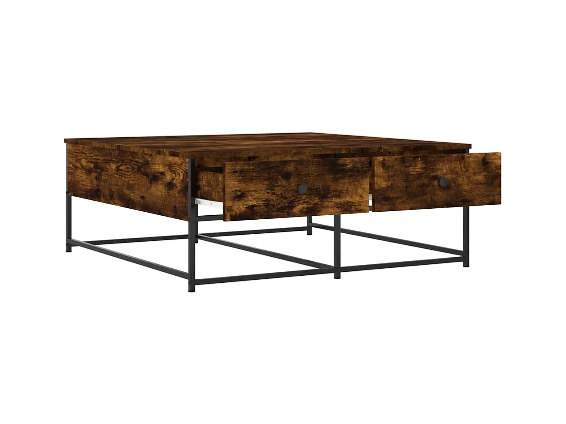 Table basse chêne fumé 100x99x40 cm bois d'ingénierie