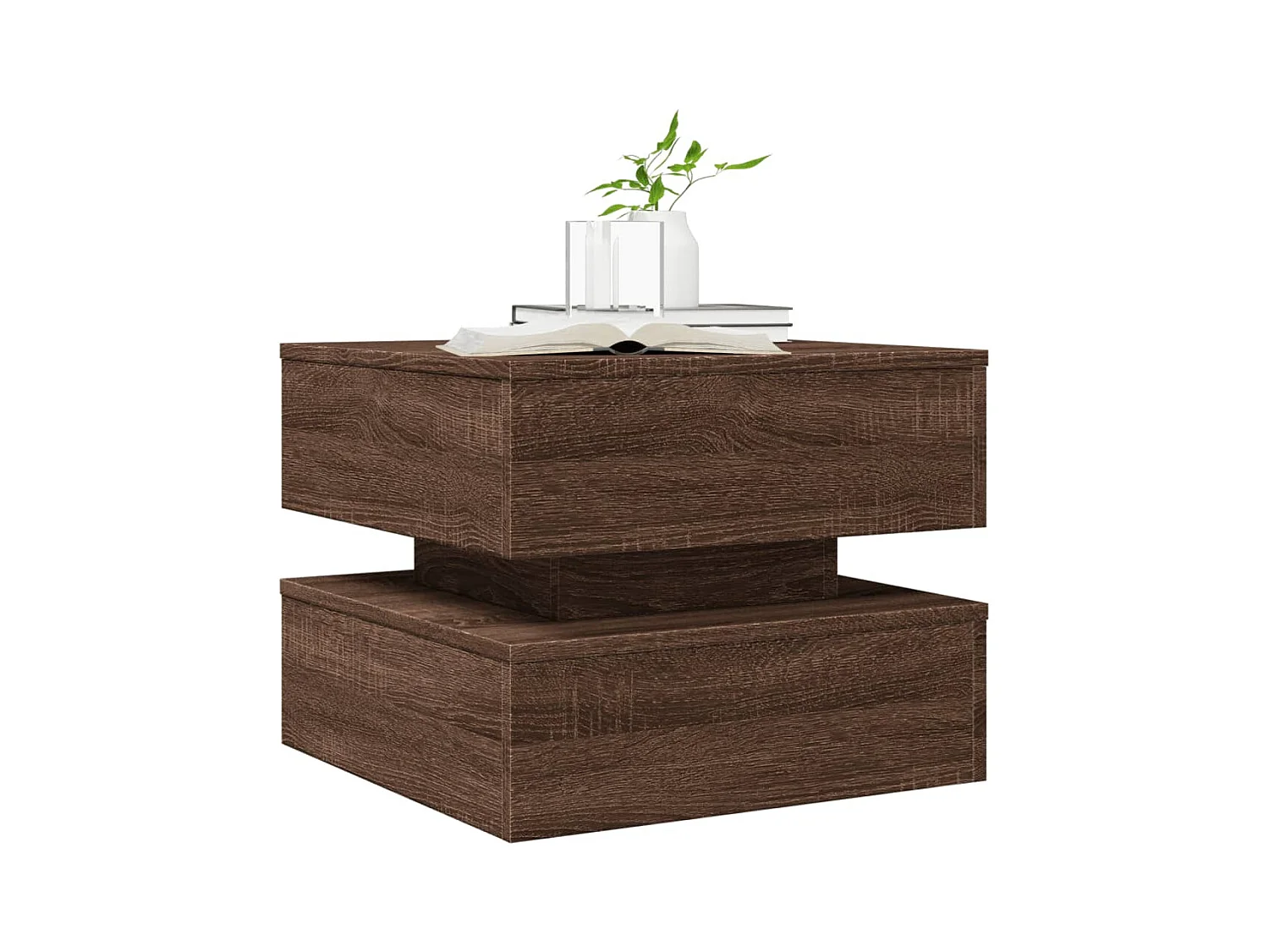 Table basse avec lumières LED chêne marron 50x50x40 cm