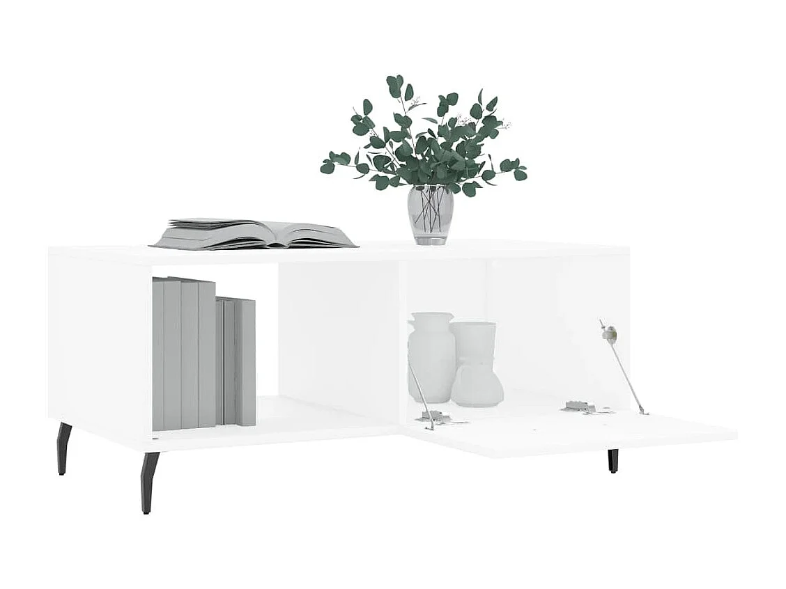 Witte salontafel 90x50x40 cm bewerkt hout