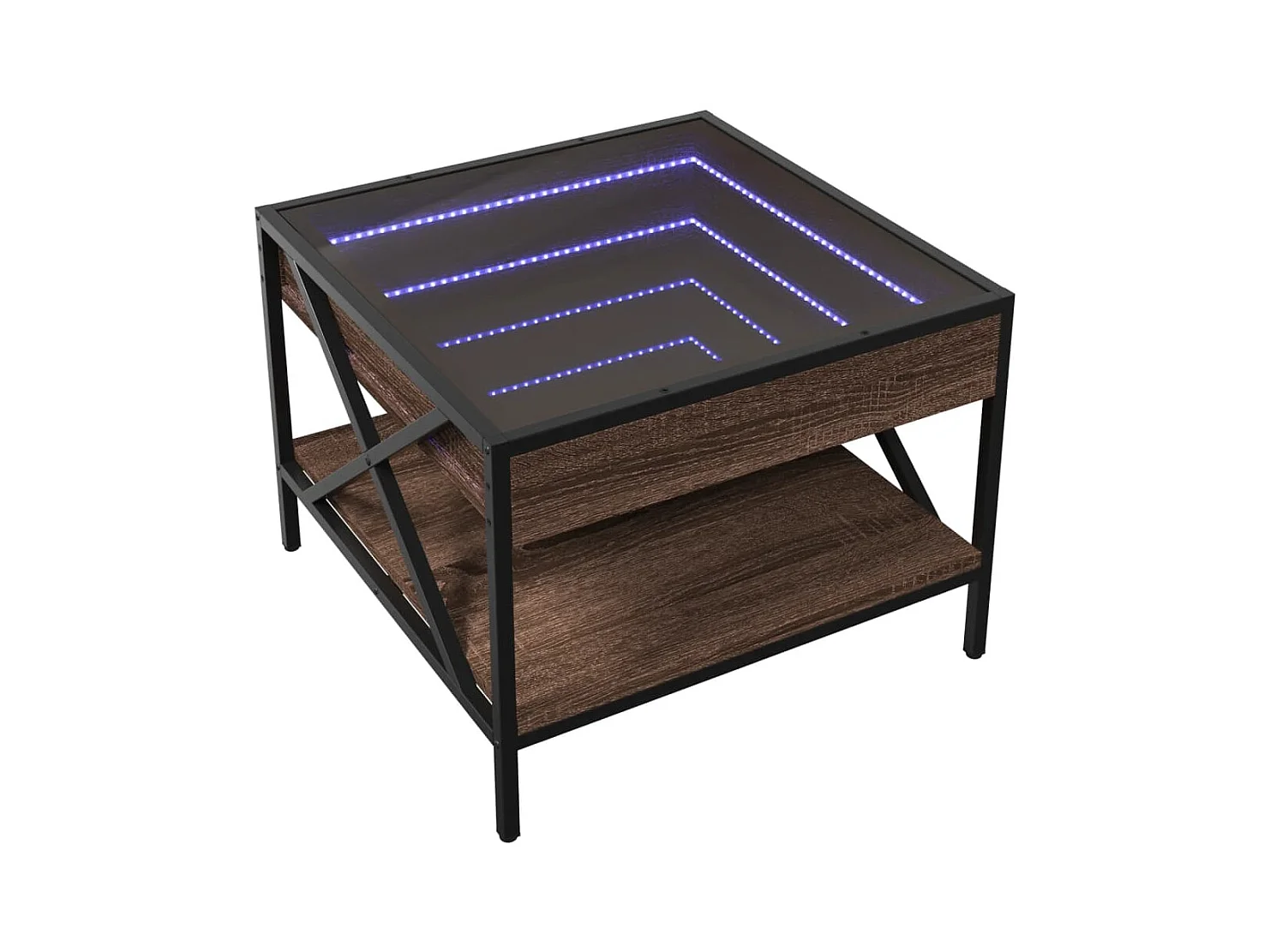 Table basse avec LED Infinity chêne marron 50x50x38 cm