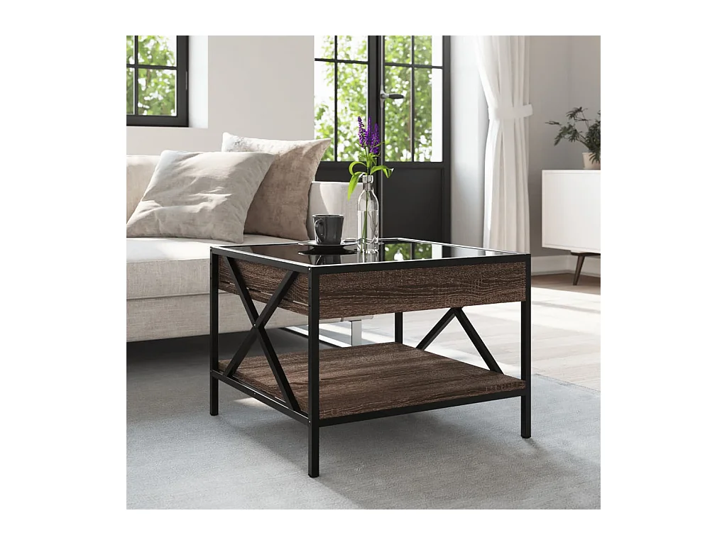 Table basse avec LED Infinity chêne marron 50x50x38 cm