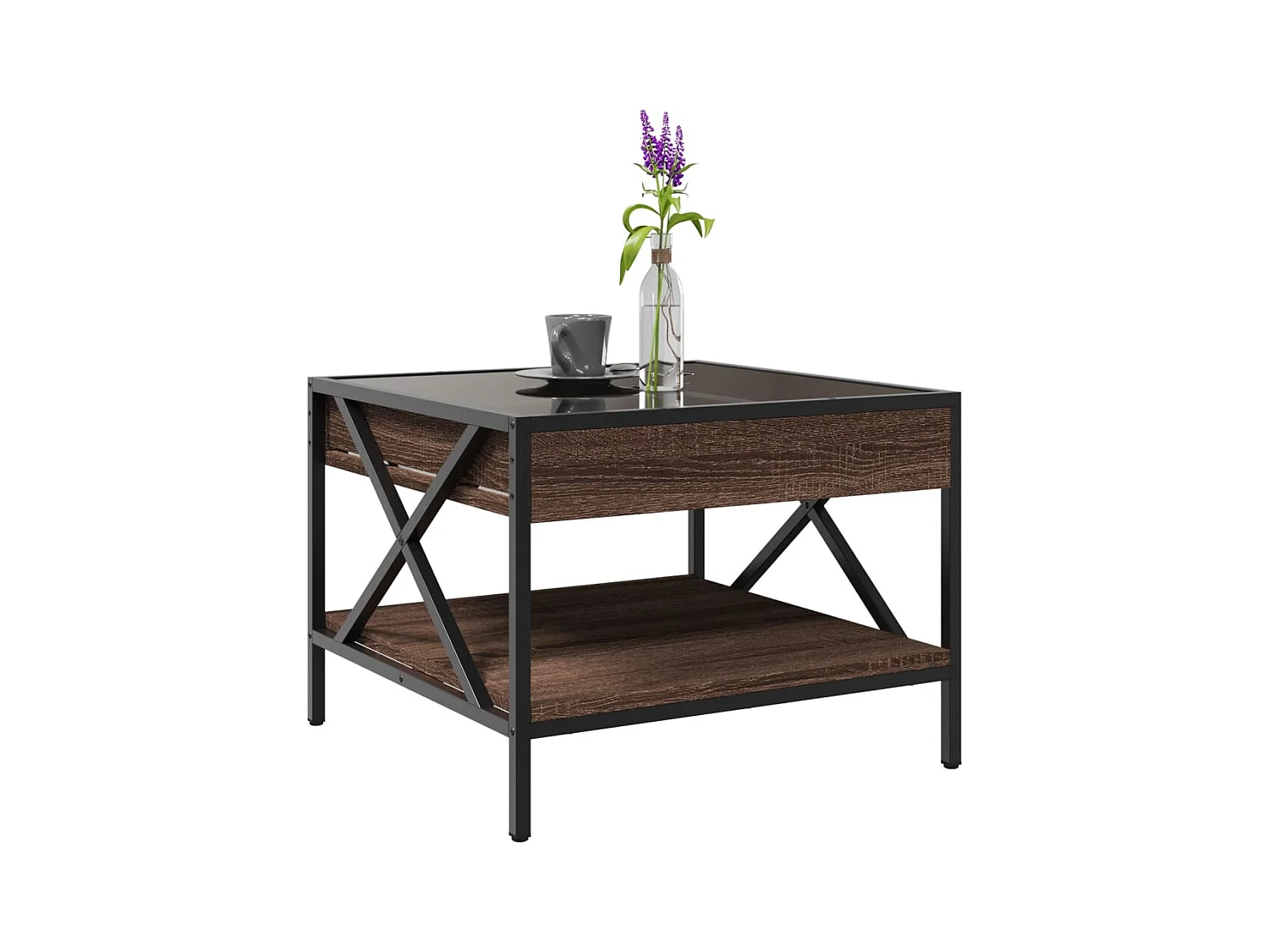 Table basse avec LED Infinity chêne marron 50x50x38 cm