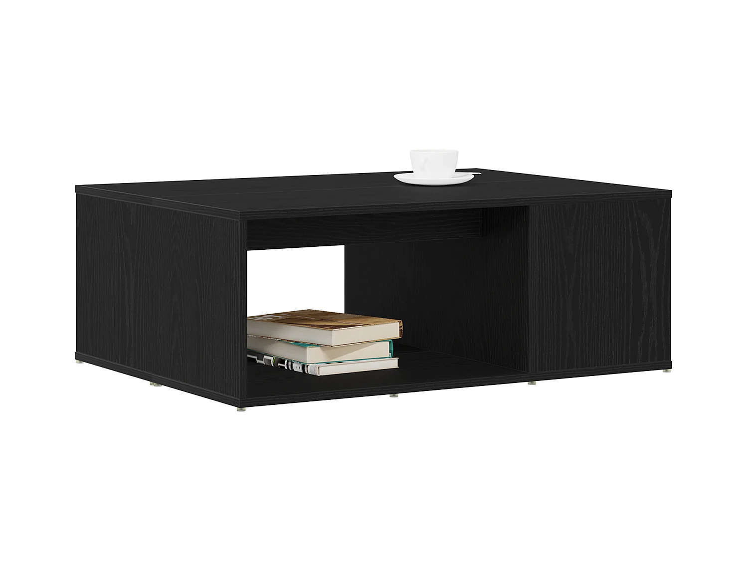 Zwarte eiken salontafel 90x67x33 cm bewerkt hout