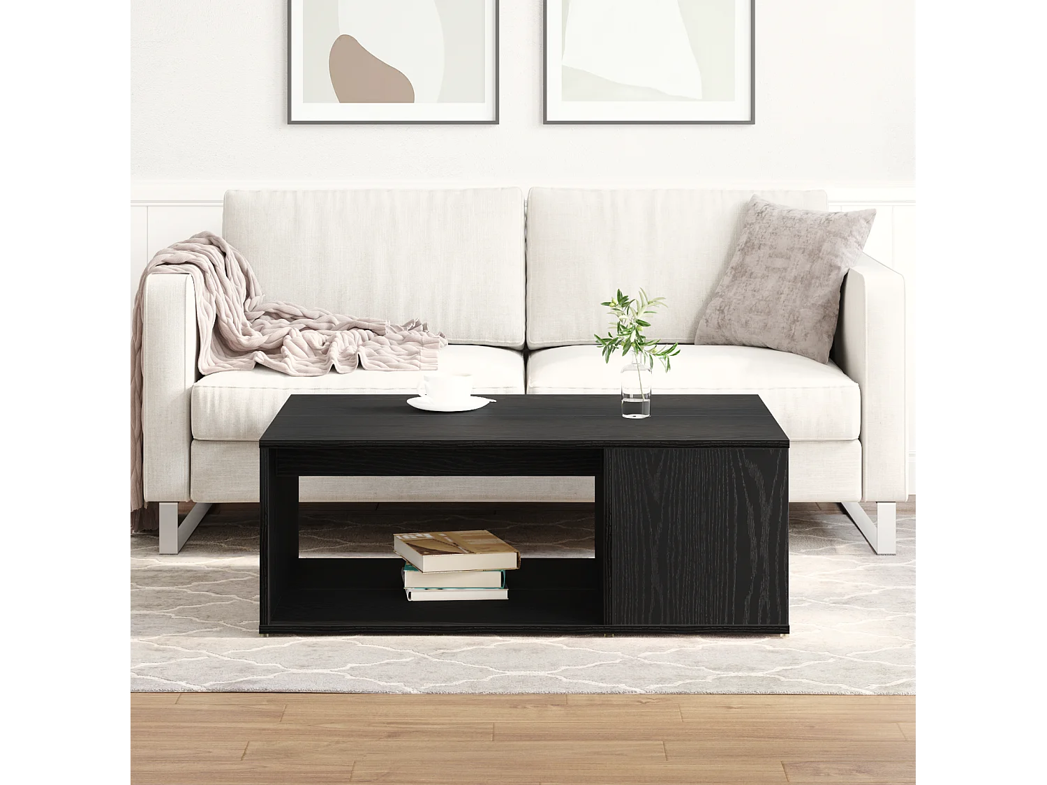 Table Basse Chêne Noir 90x67x33 cm Bois d'Ingénierie