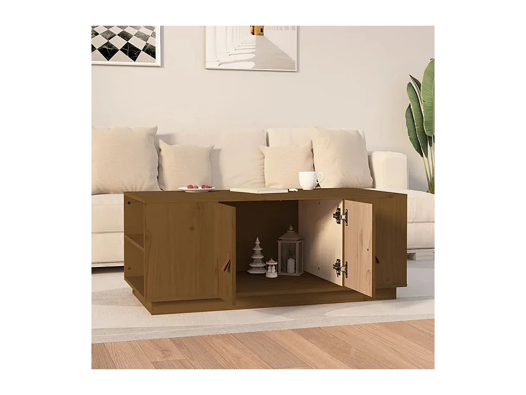 Table basse Marron miel 100x50x41 cm Bois massif de pin