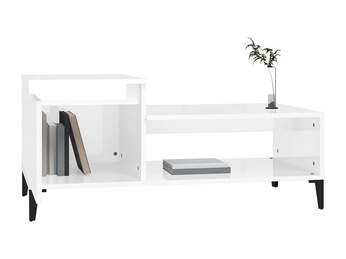 Table basse Blanc brillant 100x50x45 cm Bois d'ingénierie