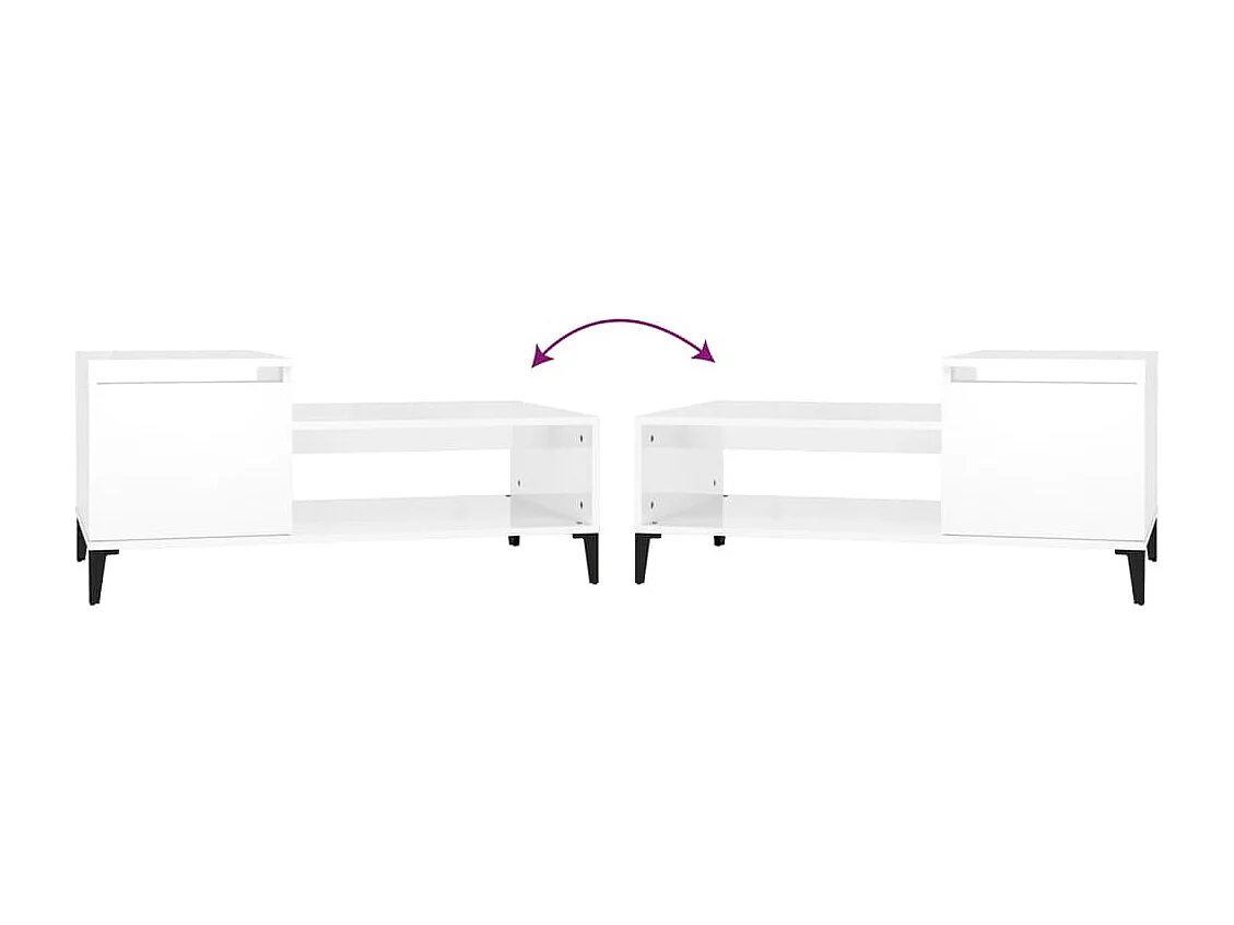 Table basse Blanc brillant 100x50x45 cm Bois d'ingénierie