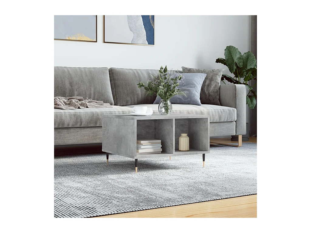 Table basse Gris béton 60x50x36,5 cm Bois d'ingénierie