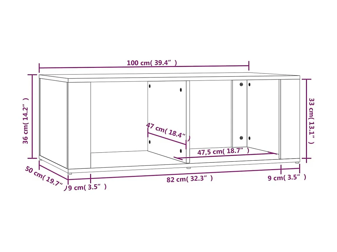 Table basse Chêne fumé 100x50x36 cm Bois d'ingénierie