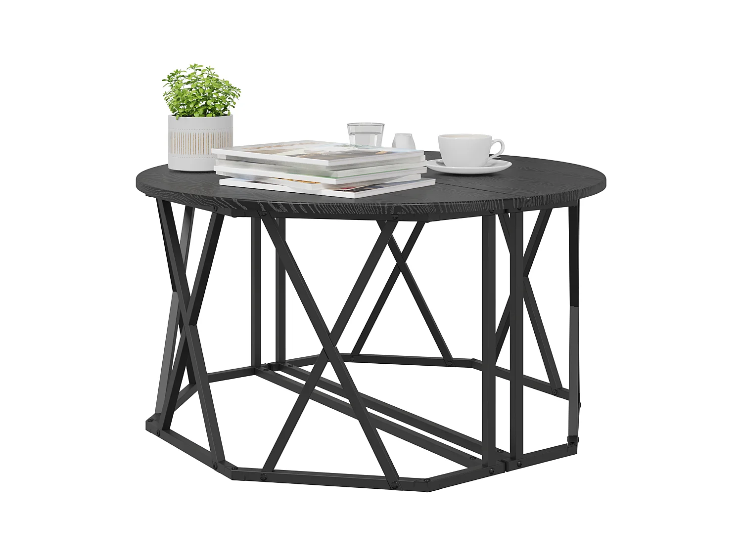 Table basse Noir Chêne 80x80x42 cm en bois d'ingénierie