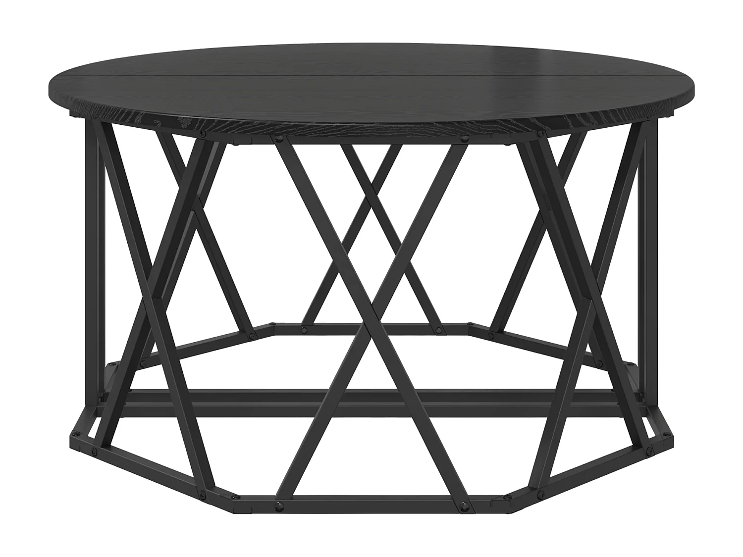 Table basse Noir Chêne 80x80x42 cm en bois d'ingénierie