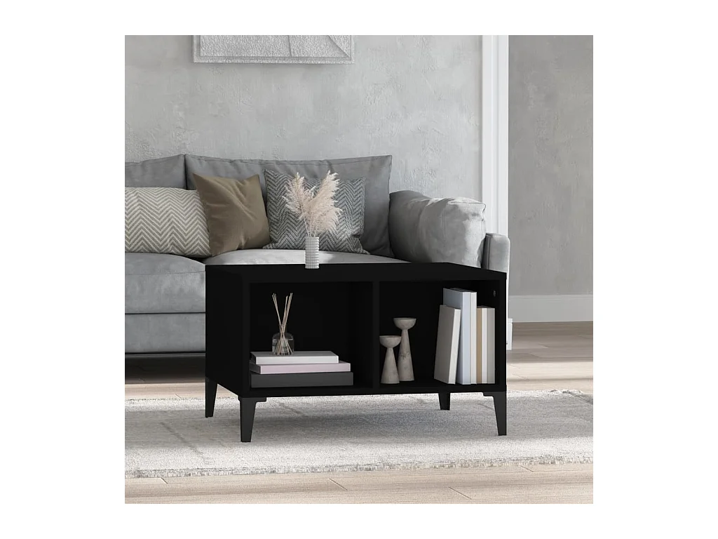 Table basse Noir 60x50x36,5 cm Bois d'ingénierie