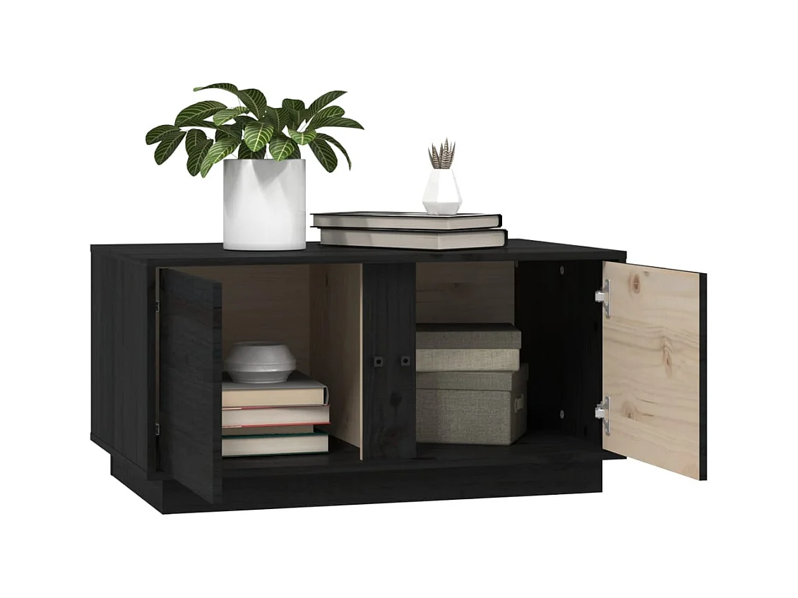 Table basse Noir 80x50x40 cm Bois massif de pin