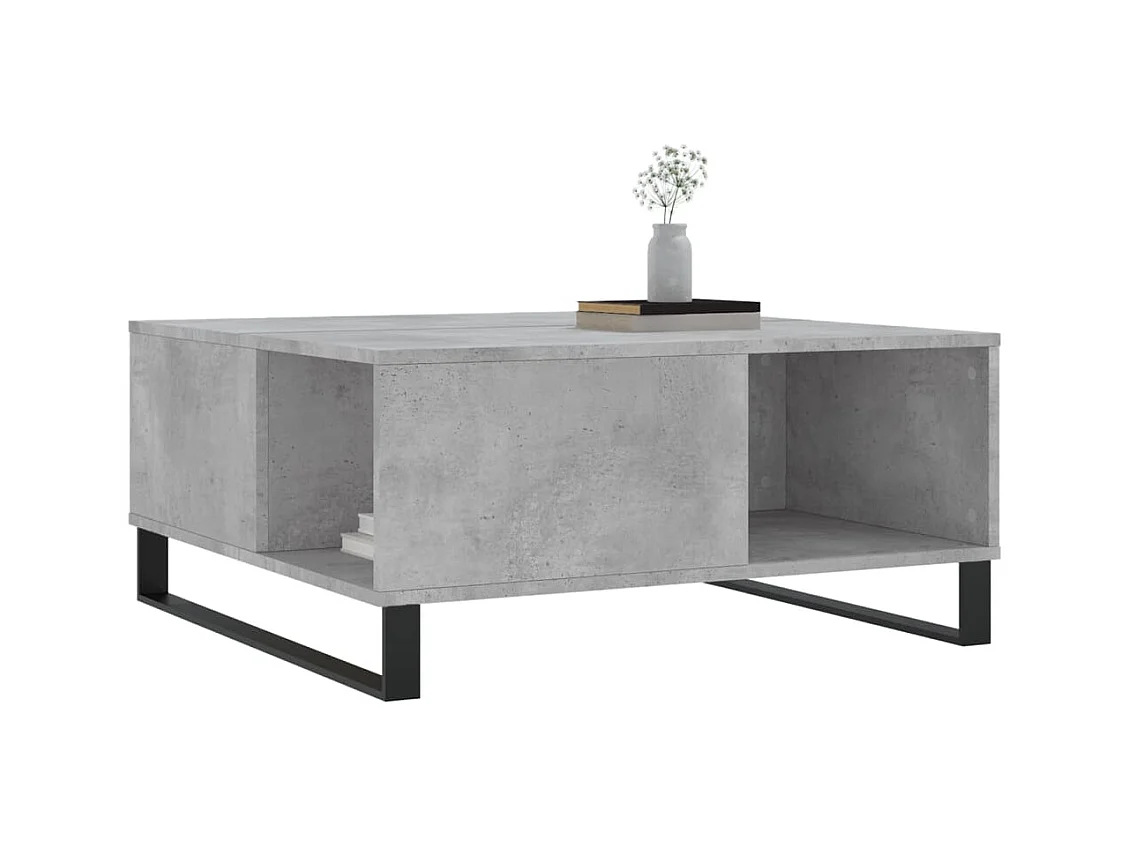 Table basse gris béton 80x80x36,5 cm bois d'ingénierie