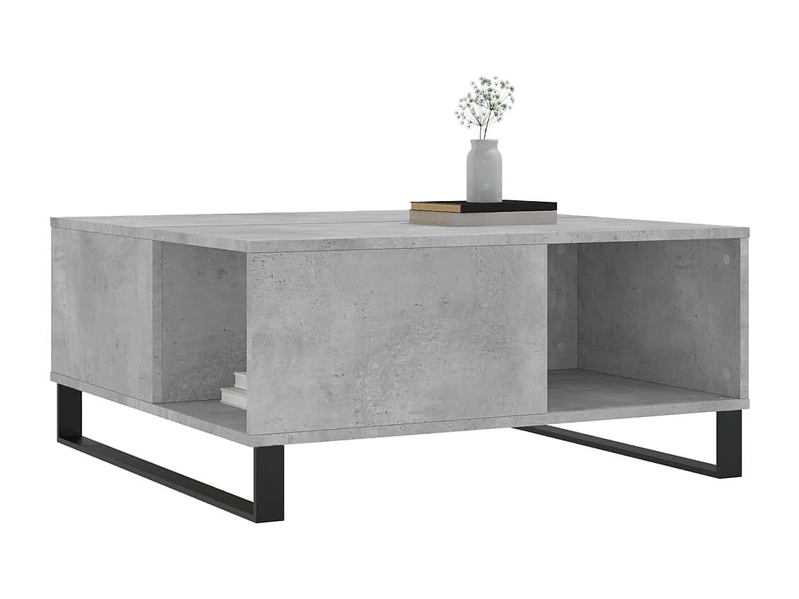 Table basse gris béton 80x80x36,5 cm bois d'ingénierie
