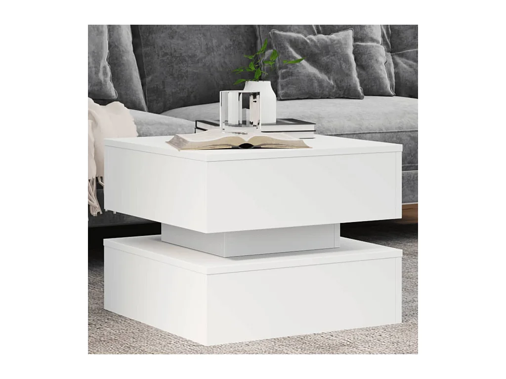 Table basse avec lumières LED blanc 50x50x40 cm