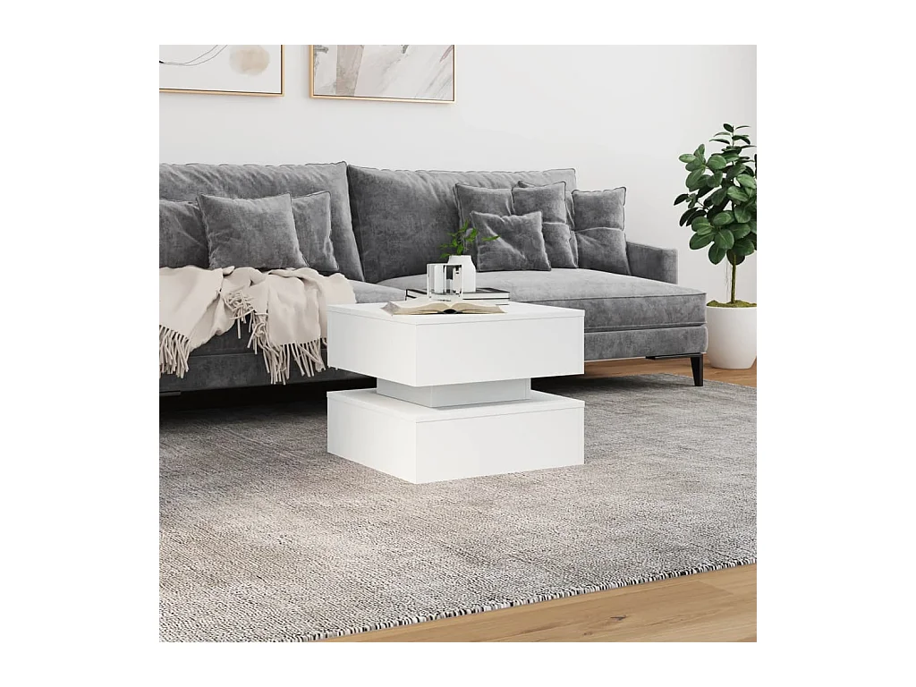 Table basse avec lumières LED blanc 50x50x40 cm