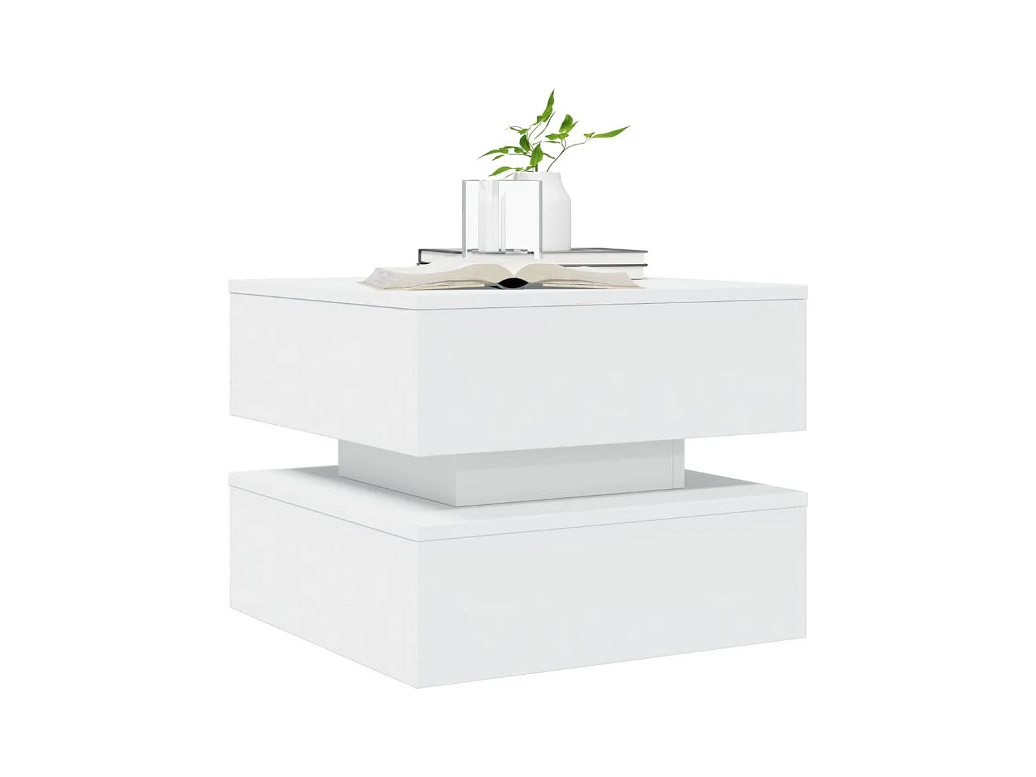 Table basse avec lumières LED blanc 50x50x40 cm