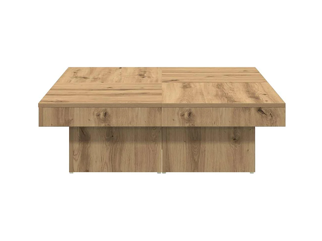 Handgemaakte eikenhouten salontafel 90x90x28 cm bewerkt hout