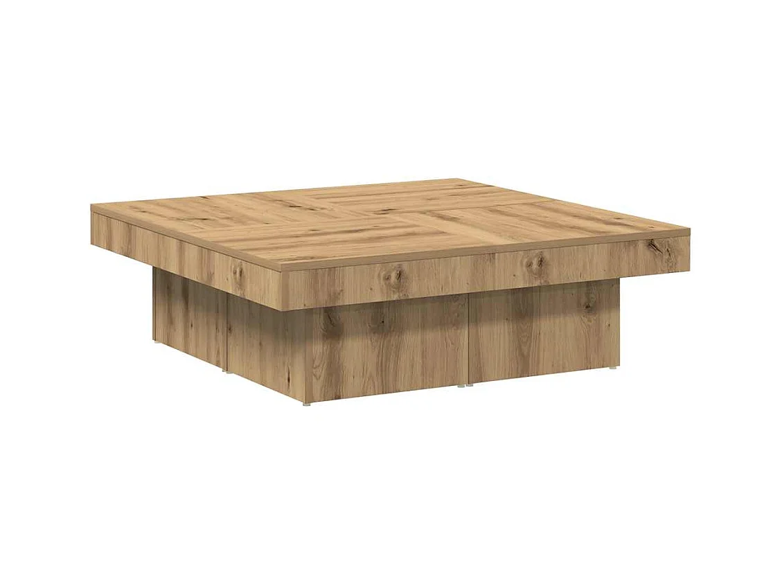 Handgemaakte eikenhouten salontafel 90x90x28 cm bewerkt hout