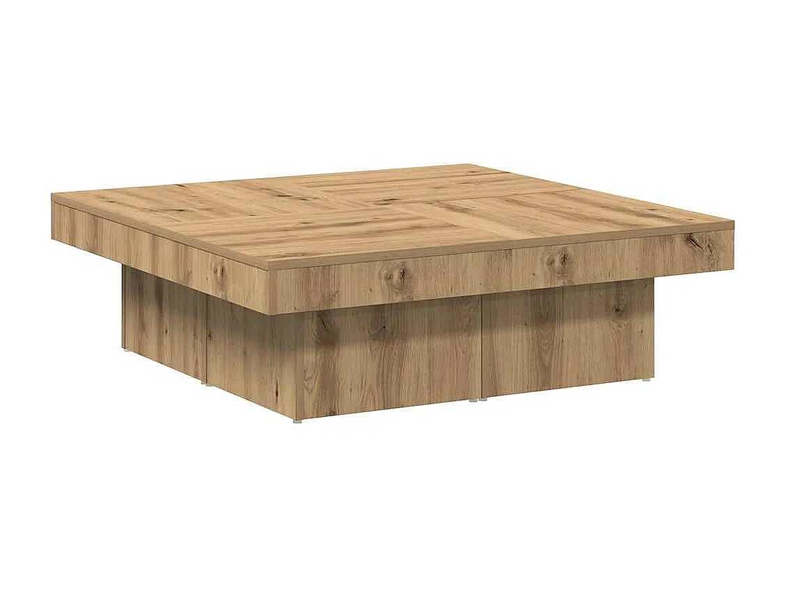 Handgemaakte eikenhouten salontafel 90x90x28 cm bewerkt hout